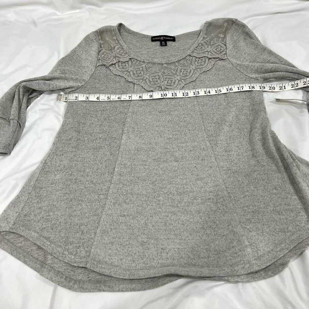 Almost Famous gray flared long sleeve lace neck line top size XL (3x$15) - Picture 8 of 8